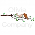 Retro Brown Birds On Branch