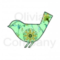 Retro Green Floral Bird