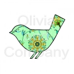 Retro Green Floral Bird