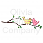 Retro Lovebirds On Branch