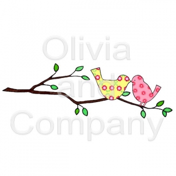 Retro Lovebirds On Branch