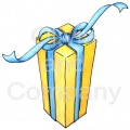 Yellow Gift With Long Blue Ribbon