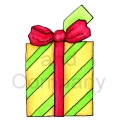 Striped Present With Red Bow