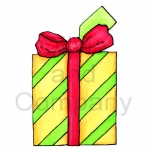 Striped Present With Red Bow