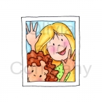 2 Girls Waving Photo