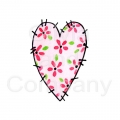 Pink Flowers Heart Patch