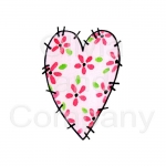 Pink Flowers Heart Patch