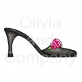 Black Backless Pumps With Roses