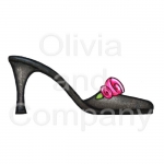Black Backless Pumps With Roses