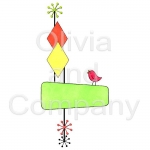 Retro Tall Blank Sign With Bird