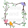 Retro Branches With Birds Frame